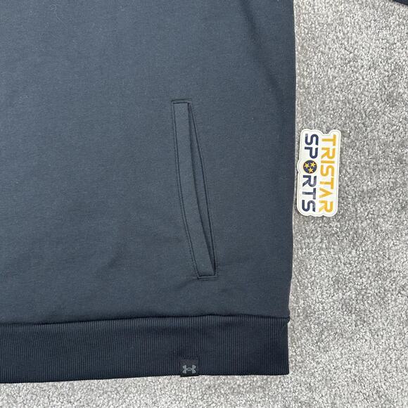 Under Armour Project Rock Hoodie Mens XL Black Rival Fleece Pullover Logo Back - Picture 3 of 14